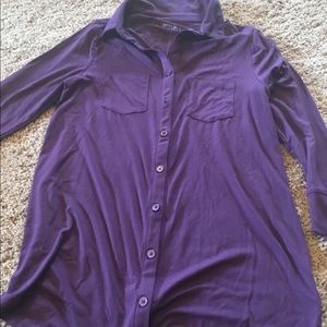 Button down long sleeve purple colored shirt